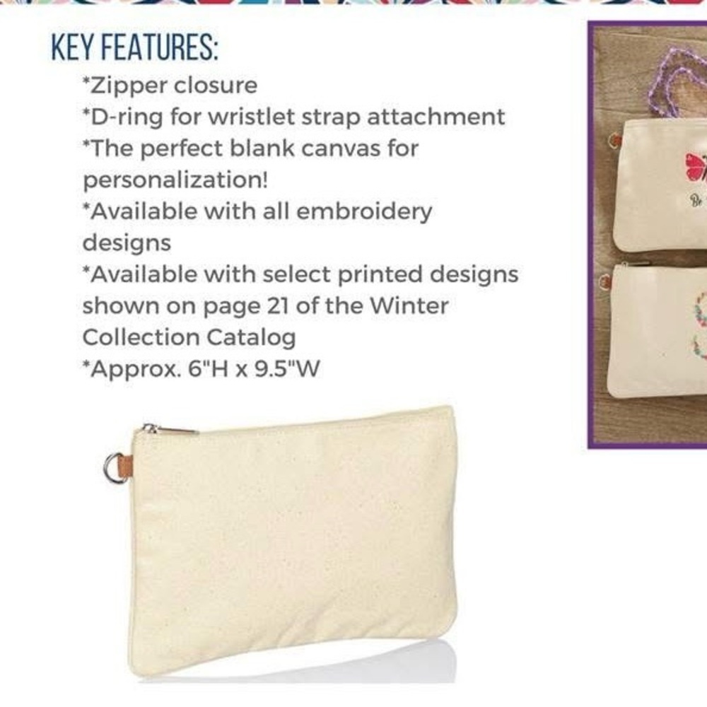 Thirty-One Statement Canvas Zip Top Pouch